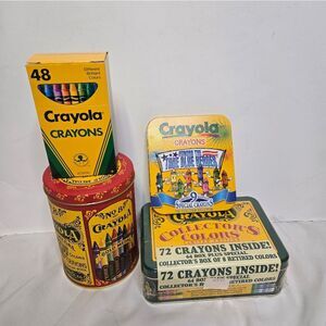 VINTAGE Crayola Collectors Colors Gold‎ Metal True Blue Heros Tins NEW